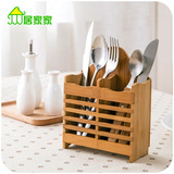环保竹两格筷子笼厨房用品沥水筷子筒挂式筷子盒筷子 木架居家家
