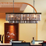 美式铁艺奢华创意长方形吊灯北欧客厅餐厅别墅个性欧式k9水晶吊灯