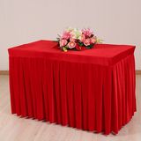定做会议桌裙签到台裙丝绒桌套办公活动桌裙红色绒布桌布展会桌罩