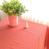 朴雅。波点棉麻餐桌布新年款喜庆红中式复古茶几书桌盖台布可定制