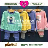 paw in paw韩国代购2016春款男童女童装卫衣运动服套装PPMT61102U