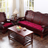沙发垫子冬季加厚款短毛绒坐垫连体布艺防滑高档实木红木垫中式风