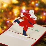 批发节日立体3D贺卡圣诞节快乐创意生日礼物圣诞老人卡片纸雕艺术