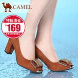 【清仓】camel骆驼女鞋 春秋羊皮高跟鞋粗跟浅口女单鞋