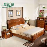 雅依格 高端进口全实木床 高端柚木 现代中式双人床1.8米婚床203
