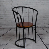 定制新品美式复古铁艺咖啡厅创意休闲吧餐椅户外靠背椅子圈椅金属