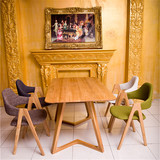 长方形桌椅4人组合黑胡桃色 北欧家具 创意日式橡木餐桌宜家包邮