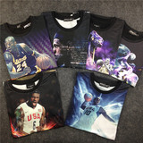 3d系列篮球人物短袖t恤科比詹姆斯艾弗森全明星争霸男士球衣上衣