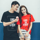 2016新款qlz情侣装夏装T恤时尚字母印花韩国男女学生圆领个性上衣