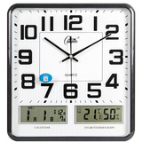 康巴丝(Compas) 挂钟14英寸温湿度计静音创意客厅双日历挂表钟表