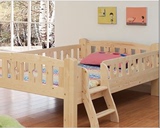 松木儿童床 实木围栏床 公主小床单人床1.2米 婴儿床护栏