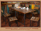 美式乡村铁艺实木户外休闲 咖啡厅甜品店餐桌椅 复古正方桌