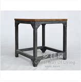 美式乡村仿古做旧实木沙发咖啡桌 铁艺复古小茶几 桌床头柜小桌子