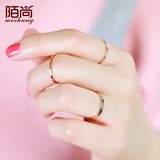 韩版时尚镀18k玫瑰金简约光面戒指女食指尾戒钛钢情侣对戒首饰品