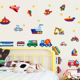 卡通玩具小汽车墙贴纸可移除男孩儿童房卧室床头客厅装饰贴画墙纸