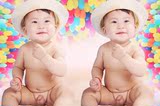 可爱双胞胎宝宝墙画、婴幼儿画、漂亮宝贝海报、高清宝宝画 D54
