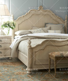 美式乡村做旧雕花床实木床法式复古做旧床1.8米双人床婚床可定制