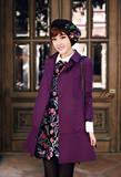 2016春装新款专柜品牌恩曼琳卓雅同款紫色优雅气质连衣裙风衣外套