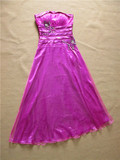 外贸原单晚礼服裙紫色锦缎抹胸长裙独唱主持宴会派对晚装裙0918