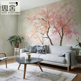 思舍卧室壁纸温馨婚房客厅背景墙纸韩式大型定制壁画墙布日式樱花