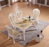 欧式餐桌大理石餐桌欧式象牙白亮光白雕花长方桌餐厅全实木餐桌