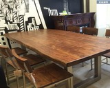 实木 美式复古铁艺办公桌酒吧桌长方桌餐桌不规则做旧餐桌椅组合