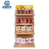 格调 钢木结合货架 超市便利店木纹端头展示柜 进口食品店 1.35米