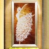 欧式油画玄关过道竖版立体挂画现代抽象餐厅卧室装饰画芭蕾舞油画