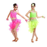 新款流苏亮钻成人女童拉丁舞演出服表演服儿童拉丁舞比赛服装女