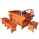 实木茶桌椅组合仿古中式茶台雕花将军功夫泡喝茶艺几办公茶道特价