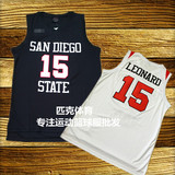 NCAA 圣地亚哥州立大学版15号 科怀·伦纳德球衣 San Diego篮球服