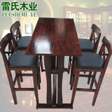 厂价 实木酒吧桌椅套件吧台ktv桌椅组合碳化色高脚桌椅子简约休闲