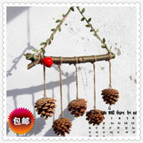 干树枝创意手工天然干树枝松果圆木片藤圈挂件圣诞装饰干花莲蓬