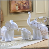 描金一家三口家居装饰品大象摆件欧式陶瓷客厅电视柜工艺品摆设品