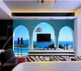 地中海欧式3d立体壁纸墙纸卧室沙发影视墙装饰画空间延伸大型壁画
