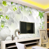 3d立体电视背景墙纸壁纸大型壁画卧室温馨浪漫现代简约画 天鹅湖
