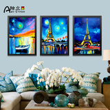巴黎铁塔装饰画欧式客厅抽象油画挂画酒店宾馆个性墙画建筑有框画