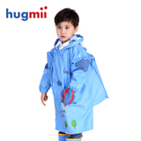 hugmii儿童雨衣韩版卡通可爱时尚带书包位男女宝宝儿童学生雨披