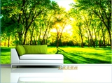 林风景墙纸客厅卧室背景壁纸无缝大型3d热卖自沾壁画绿色田园小树