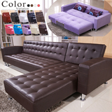 小户型皮艺沙发床可折叠多功能坐卧两用布艺沙发床转角1.8米1.9米
