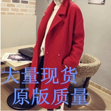 冬季新款韩版女装茧型中长款修身毛呢子大衣加厚毛呢外套潮8746#