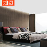 如恩 布艺床现代简约双人婚床1.5北欧1.8米可拆洗小户型布床BD057