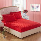 夹棉加厚结婚庆大红色床笠单件床罩床包床垫套1.51.8米可配四件套
