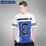 Lilbetter男T恤短袖 夏天新款数字印花体恤街头潮牌纯棉男士半袖