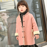韩版中长款加厚羊羔毛绒儿童女童装冬装大衣毛呢冬季女童秋冬外套
