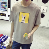 My方少双金冠 原创设计 动物卡通图案韩版直筒夏季半袖短袖T恤男