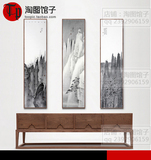 山水国画水墨中国风新中式装饰画芯素材图片诗意境黑白背景墙图库