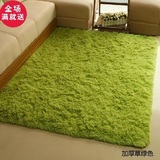草绿色长毛丝毛地毯客厅茶几满铺床边瑜伽厨房卫浴防滑进门垫定制