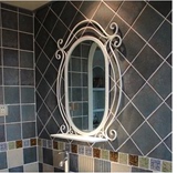 欧式田园铁艺镜子 壁挂浴室镜 置物架 搁架 梳妆镜化妆镜 全身镜