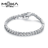 MOKA美钻 钻石手链 925银镀铂金仿真钻手链 韩版时尚圆形手链